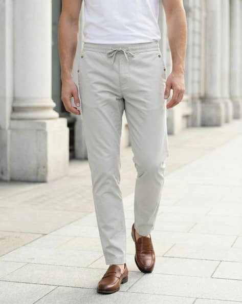 LOHEN★ DRAWCORD CHINO PANTS 38 Buy Light Grey Trousers & Pants for Men by Shein Online