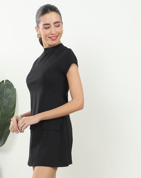shein dress with shorts SHEIN EZwear Women Solid Color Wide Strap Sports Inspired Dress With Shorts