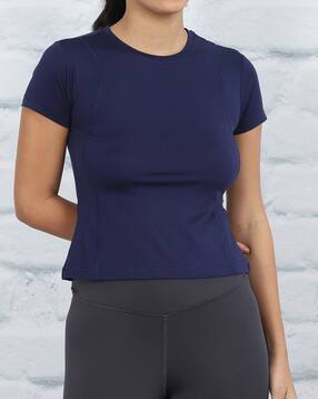 Shein Short Sleeve Panelled Seam Detail Crew Tshirt-picture-18