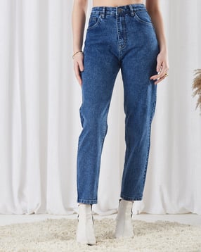 Shein Fly With Button Closure Stone Wash Cropped Jeans-image-42