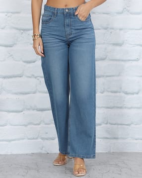Shein Full Length Fly with Button Closure Light Wash Jeans