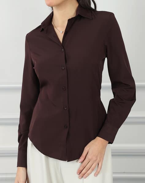Product image of
                        Shein Shein Cuffed Sleeve Dart Detail Spread
                        Collar Shirt