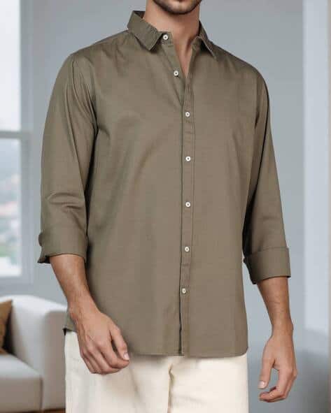 Shein Shein Medium Length Spread Collar Full Sleeve Shirt