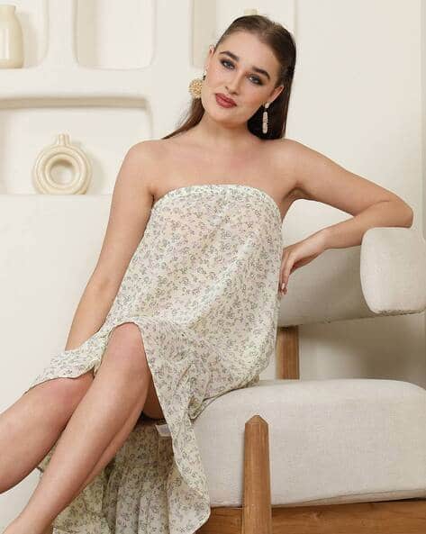 Buy Shein Shein Party Strapless Ruched ... Online | Ajio.com