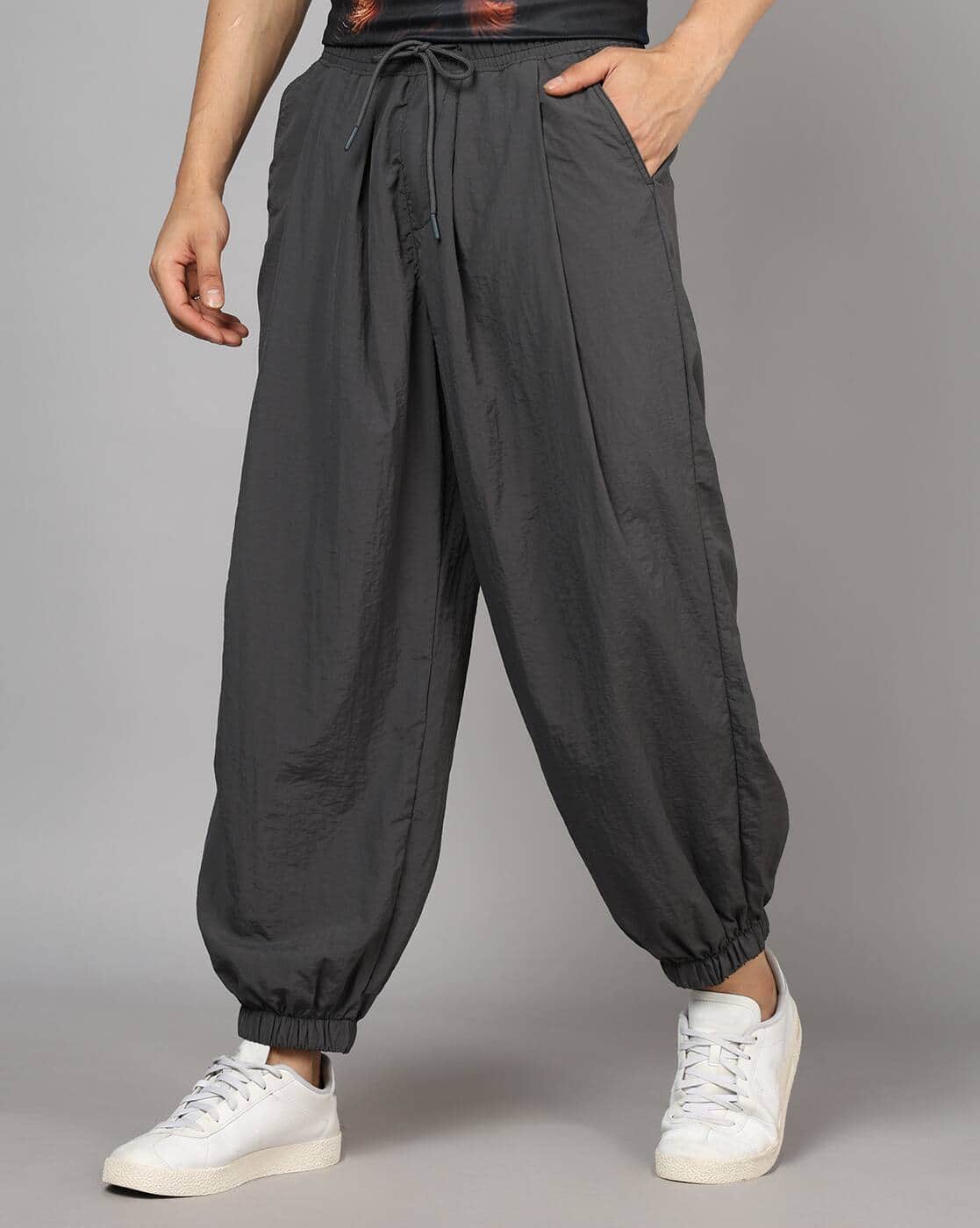 Shein Shein Elasticated Drawstring Waist Pleated Jogger Pants For Men (Grey, 32)