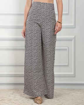 Shein Full Length Animal Print Back Zip Closure Palazzo