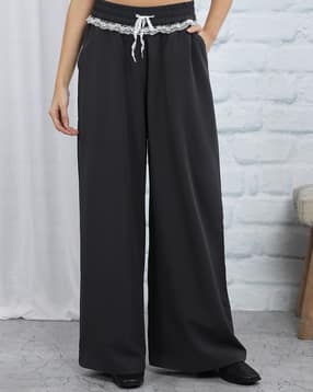 Shein Elasticated Drawstring Waist Lace Trim Palazzo