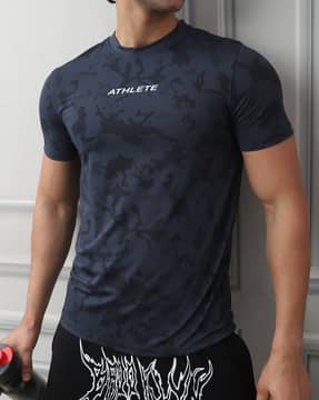 Shein Shein Men Short Sleeve Typographic Chest Print Crew Tshirt