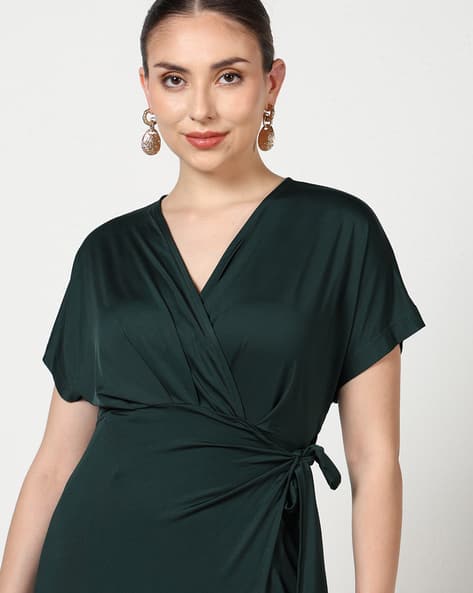 green wrap dress shein Fashion Shein Green Wrap Dress SHEIN Unity Solid Tie Side Wrap Dress SHEIN USA
