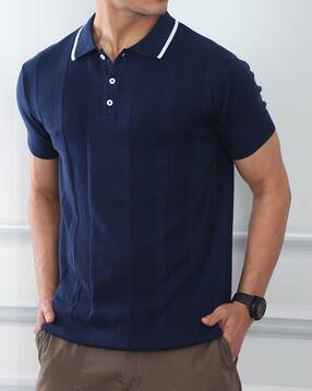 Shein Medium Length Short Sleeve Textured Polo Tshirt-picture-50