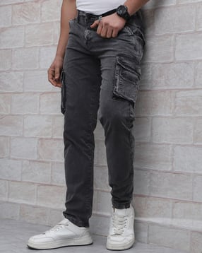 Shein Fly With Button Closure Stone Wash Cargo Jeans-picture-30