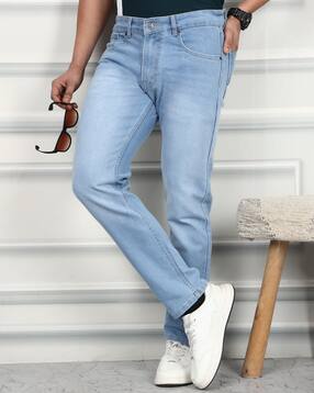 Shein Ankle Length Fly With Button Closure Mid Wash Jeans