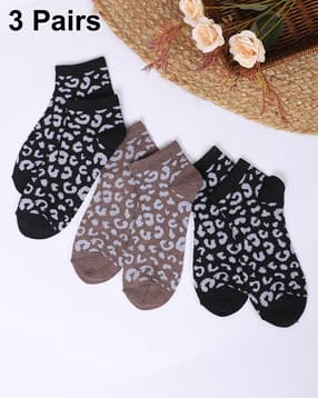 Shein Ankle Length Combo Of 3 Animal Print Everyday Socks-image-15