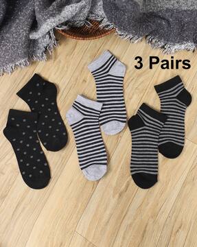 Shein Shein Ankle Length Combo Of 3 Striped Everyday Socks