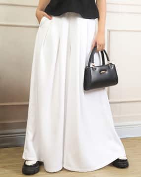 Shein Full Length Semi-Elasticated Waist Pleated Palazzo
