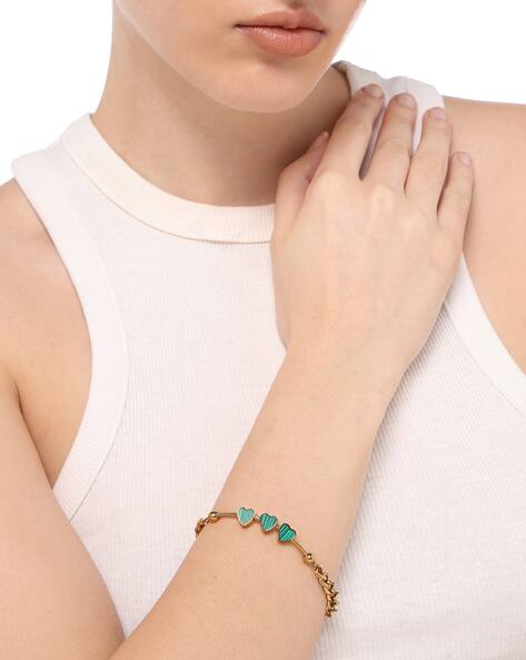 Shein Women Gold Heart Charms Link Bracelet