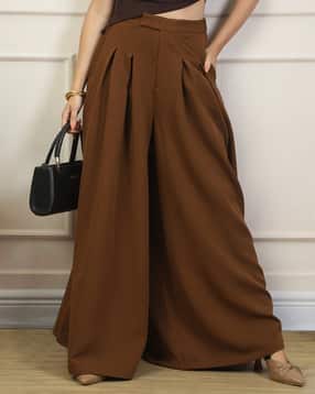 Shein Full Length Semi-Elasticated Waist Pleated Palazzo