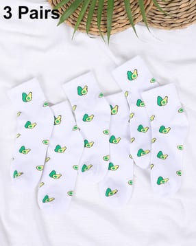 Shein Ankle Length Combo Of 3 Avocado Print Everyday Socks-picture-27