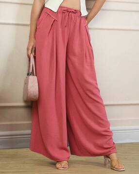 Shien Elasticated Drawstring Waist Pleated Palazzo