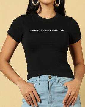 Shein Short Sleeve Typographic Chest Print Crew Tshirt-picture-28