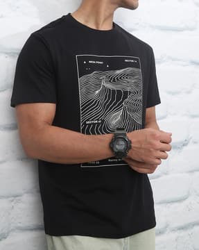 Shein Shein Men Short Sleeve Graphic Chest Print Crew Tshirt