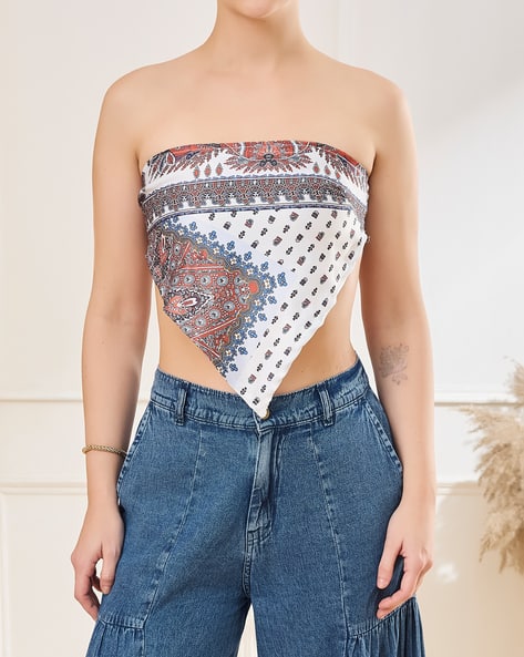 Shein Strapless Back Tie-Up Aztec Print Tube Top