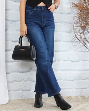 Shein Ankle Length Fly With Button Closure Mid Wash Jeans