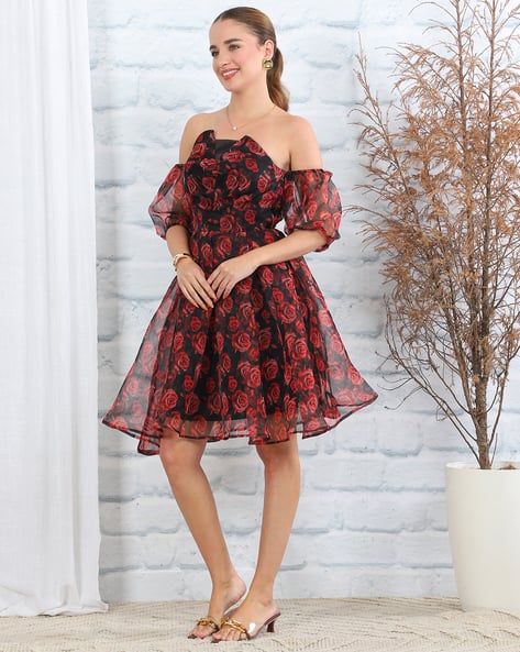 red frill detail pleated skater dress Orange Frill White Frill Detail Pleated Skater Dress Boohoo ME