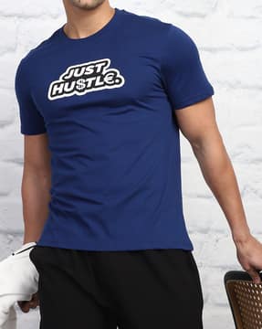 Shein Shein Men Short Sleeve Typographic Chest Print Crew Tshirt
