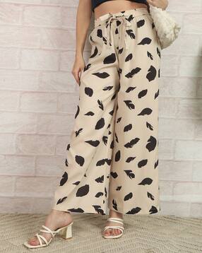 Shein Full Length High Rise Feather Print Palazzo