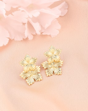 Shein Women Textured Floral Shape Gold Stud Earring-picture-26