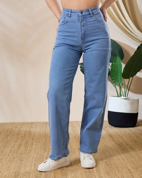 Shein Full Length Fly With Button Closure Light Wash Jeans
