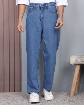 Shein Shein Men Full Length Fly With Button Closure Stone Wash Jeans