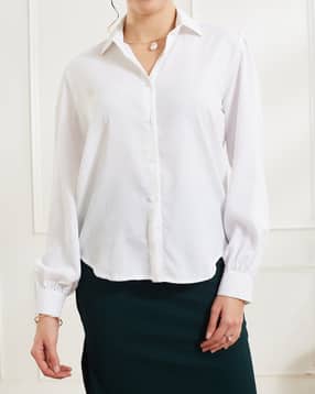 Shein Spread Collar Cuffed Full Sleeve Textured Shirt-picture-31