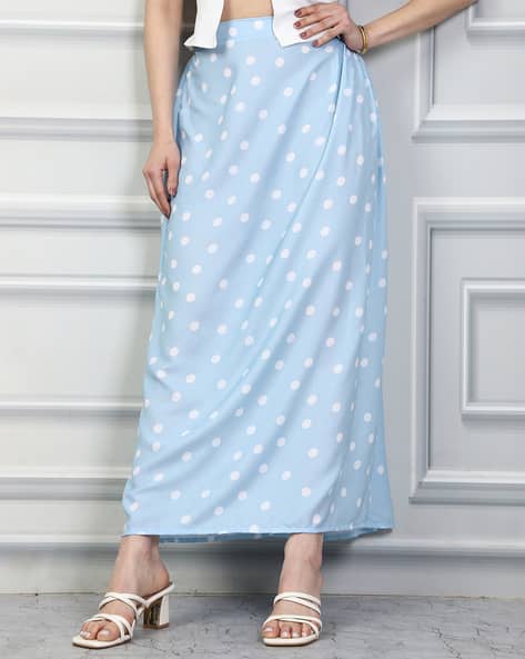 Shein Semi Elasticated Waist Polka-dot Maxi A-Line Skirt