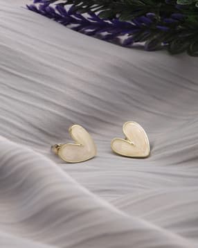 Shein Women White Enamel Heart Design Stud Earrings-picture-38