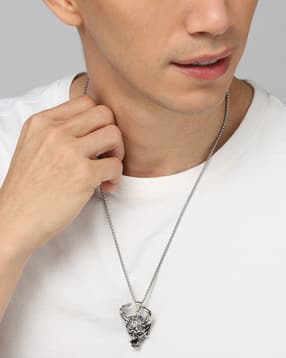 Shein Men Lobster Closure Chain With Demon Skull Pendant-picture-26