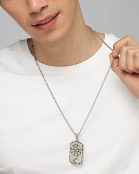 Shein Men Silver Lobster Closure Chain With Talisman Pendant-picture-26