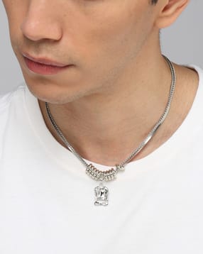 Shein Men Layered Chain With Crystal Square Shaped Pendant-picture-28