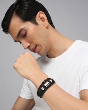 Shein Men Layered Braided Bracelet With Metal Accents-picture-13