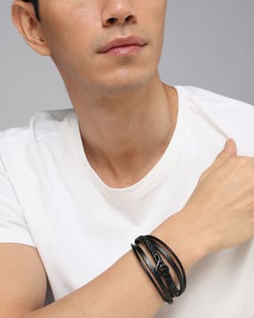 Shein Men Layered Braided Bracelet With Musical Note Charm-picture-21