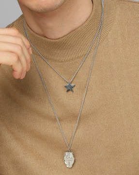 Shein Shein Men Mask & Star Pendant Multistrand Chain