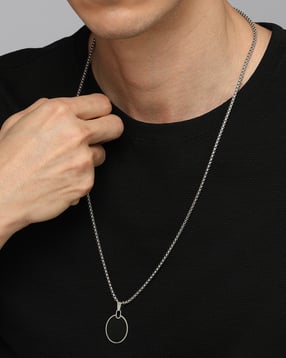 Shein Men Black Enamel Circular Pendant Chain-picture-29