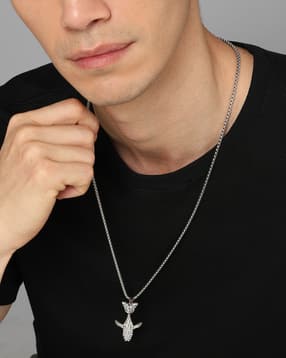 Shein Men Silver Rhinestone Whale Pendant Chain-picture-40