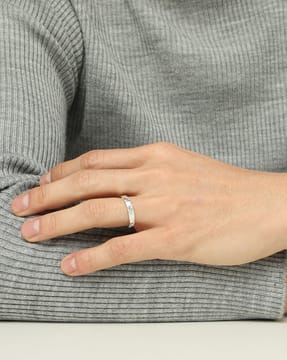 Shein Shein Men Silver Engraved Abstract Design Ring