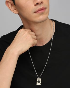 Shein Shein Men Square Card Shaped Pendant Chain