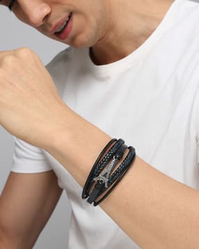Shein Men Navy Layered Braided Eiffel Tower Charm Bracelet-picture-17
