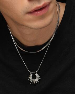 Shein Men Sunbrust Pendant Multistrand Chain-picture-35