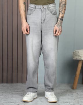 Shein Full Length Fly With Button Closure Mid Wash Jeans-picture-33