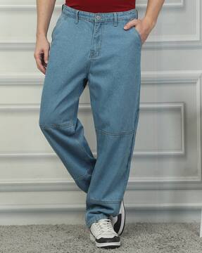 Shein Shein Full Length Typographic Print Panelled Light Wash Jeans